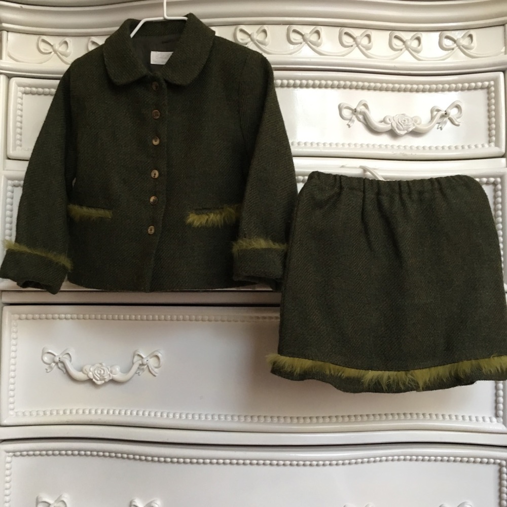 2pc MILANO Designer SOPHIE PETIT toddler girls size 2 skirt jacket set
